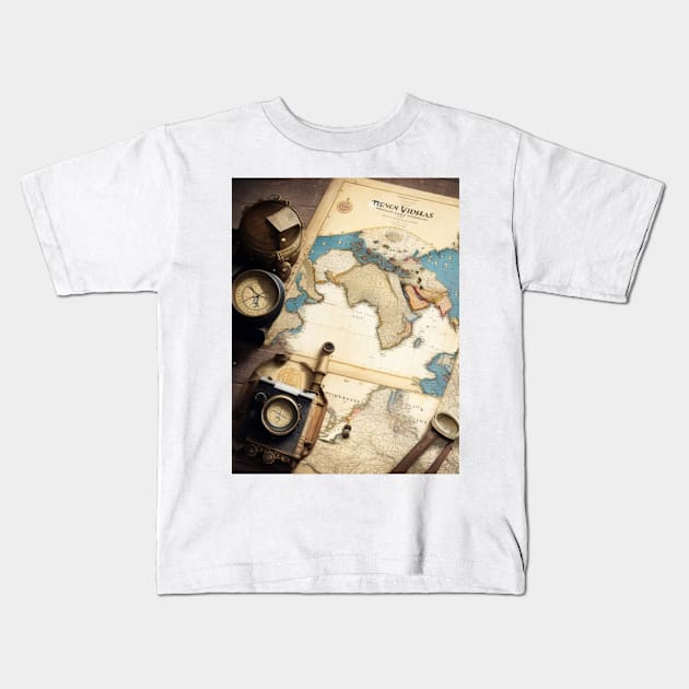 A vintage world map. Kids T-Shirt by MeriemBz